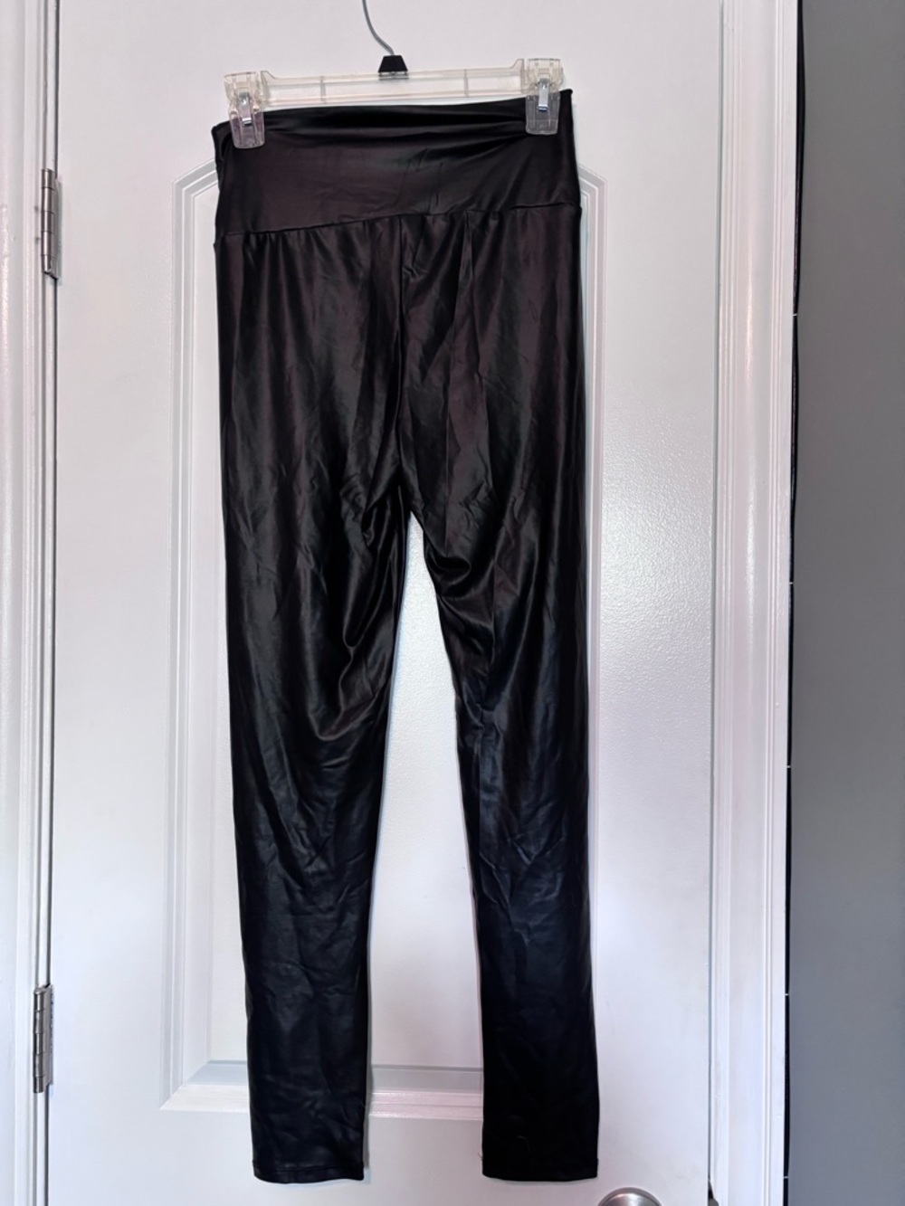 Material Girl Faux Leather Leggings Black High Waist Y2K Chic Size Medium - Picture 5 of 6